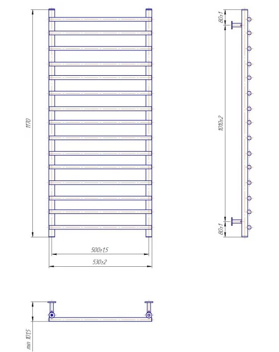 Водяна рушникосушка INOX Турин 1170х530/500