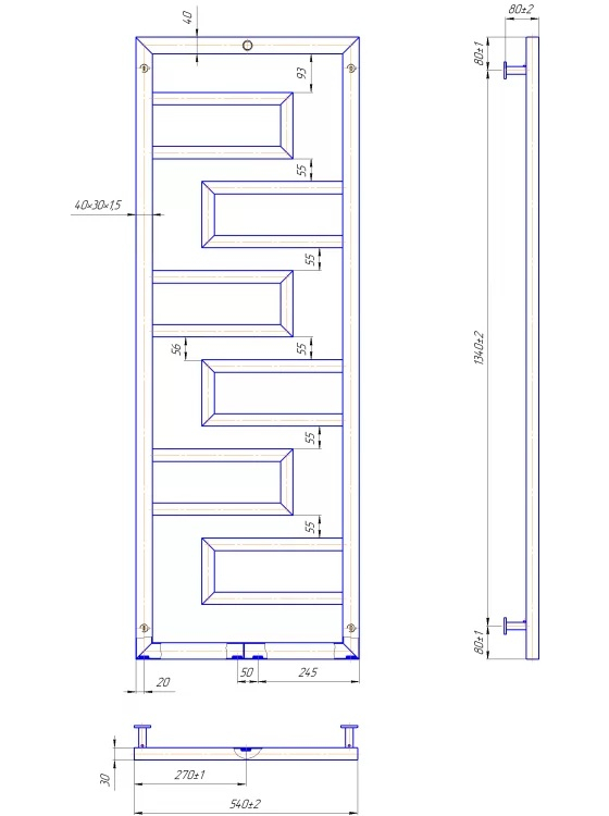Водяной полотенцесушитель INOX Талия 1500х540/50