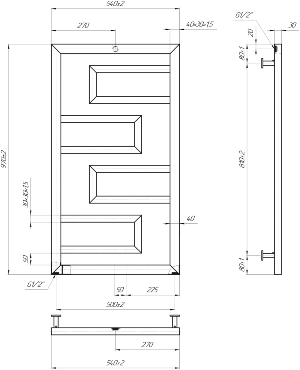 Водяной полотенцесушитель INOX Талия 970х540/50