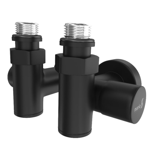 Краны угловые под ТЭН G1/2" комплект 2шт. черный мат