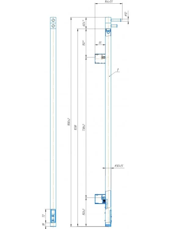 Электрический полотенцесушитель Рей-I 1100x30/130 TR черный мат